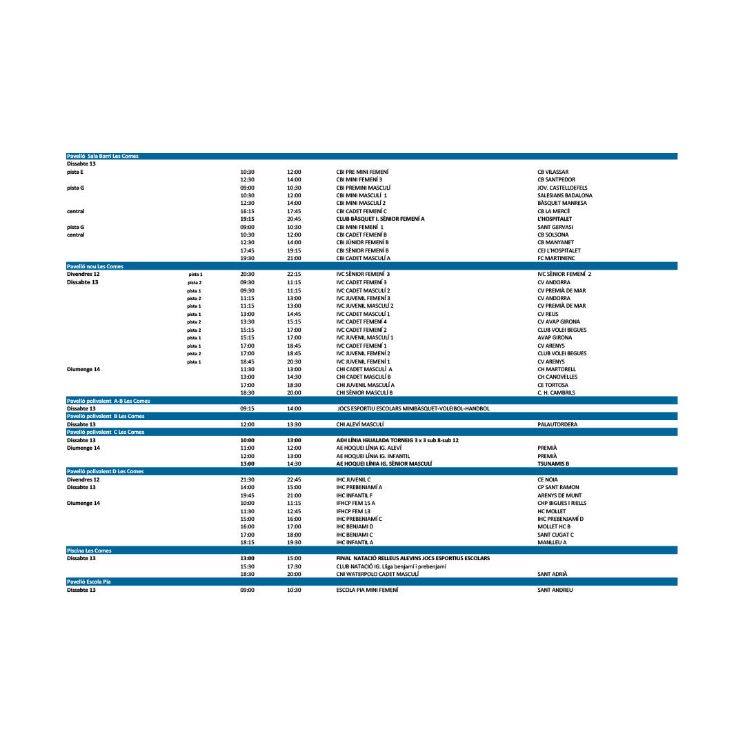 📅AGENDA D'ACTIVITATS ESPORTIVES!

Som-hi amb un nou cap de setmana ple d'activitat esportiva a la ciutat!  Si vols rebre tota la informació al teu telèfon, afegeix-nos al teu WhatsApp a bit.ly/3EFWYw3 

#esportigualada #esportpertothom #esportisalut #Igualada