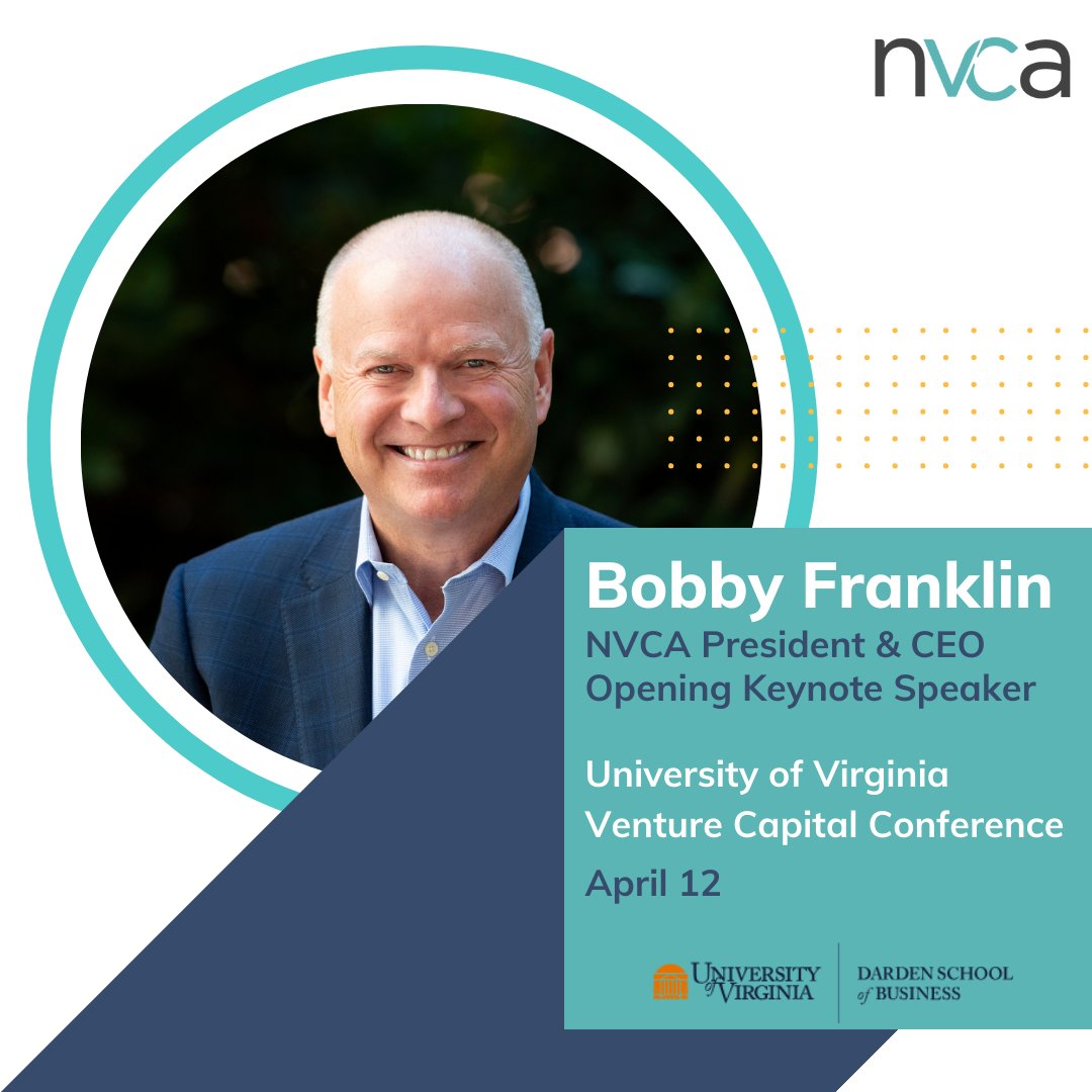 It's here! Join NVCA President & CEO Bobby Franklin for a 'VC Market Outlook and Washington DC Policy Update' this morning during the University of Virginia's Venture Capital Conference. Program & details 🔗 👉 darden.virginia.edu/mayo-center/ev…