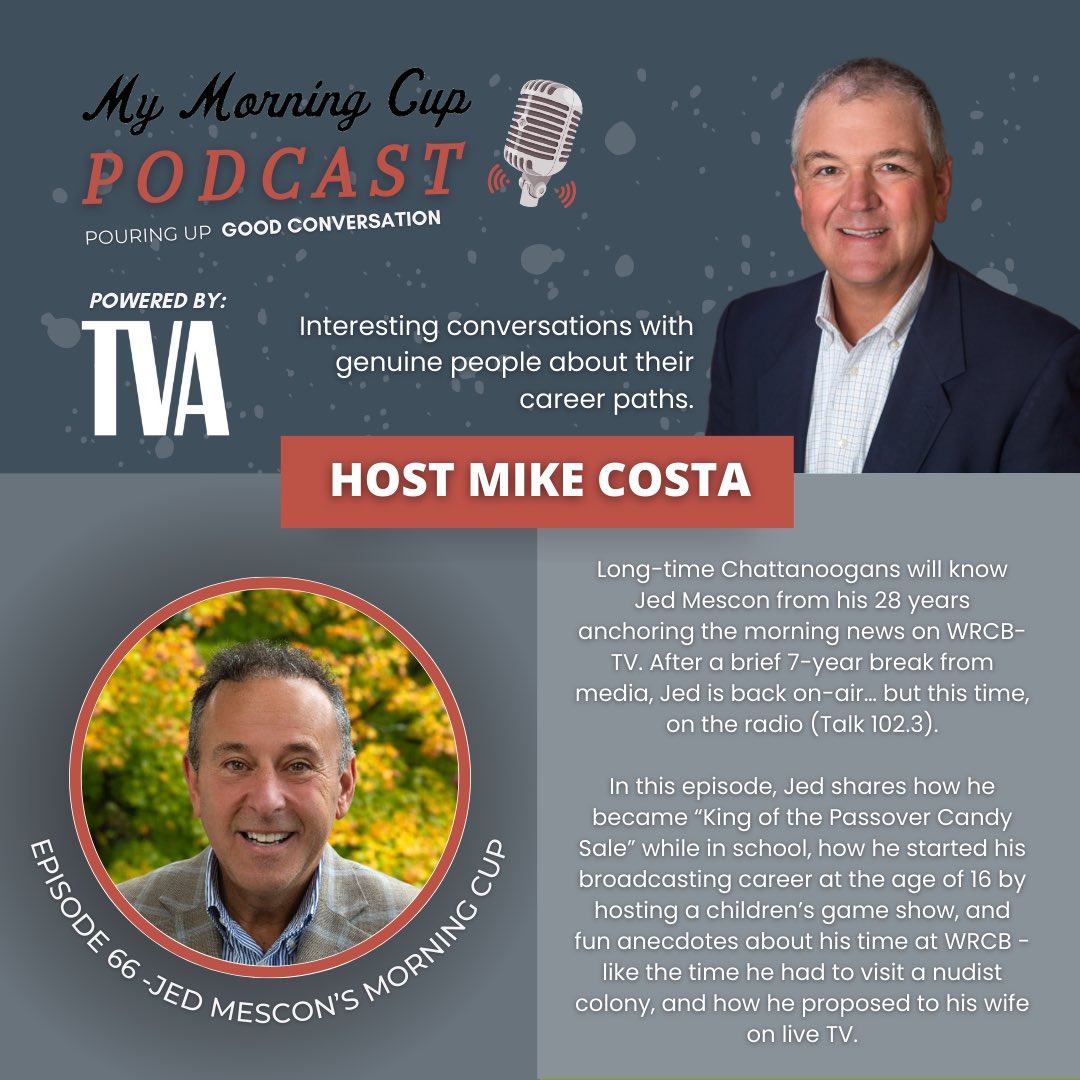 Chattanoogans woke up with Jed Mescon for more than two decades. I catch up with Jed on #MyMorningCup. Download available wherever you get your podcasts or at CostaMediaAdvisors.com/#podcast