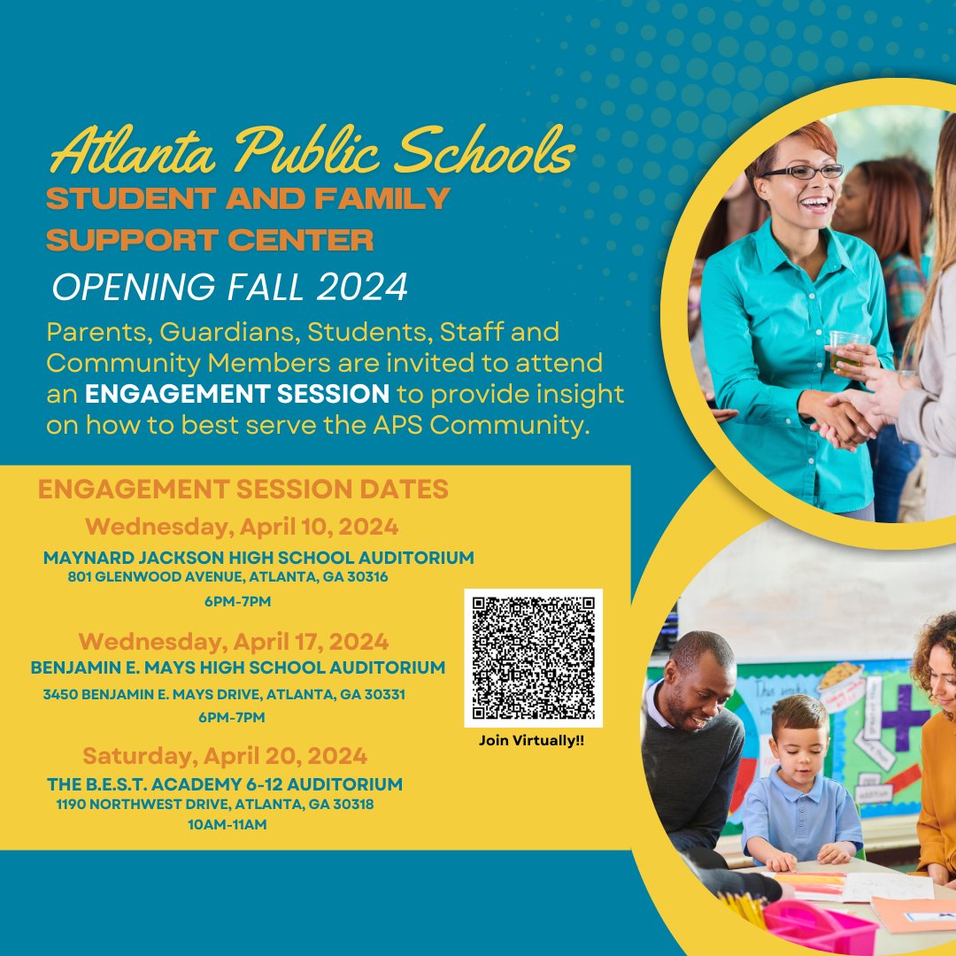 HJRWEA NEWS: APS Student and Family Support Center is set to open in fall 2024. Refer to the flyer for details and to discover the variety of engagement sessions available. @TDGreen_ @Retha_Woolfolk @apsupdate @HRWEACOUNSELING @DRVENZEN_aps