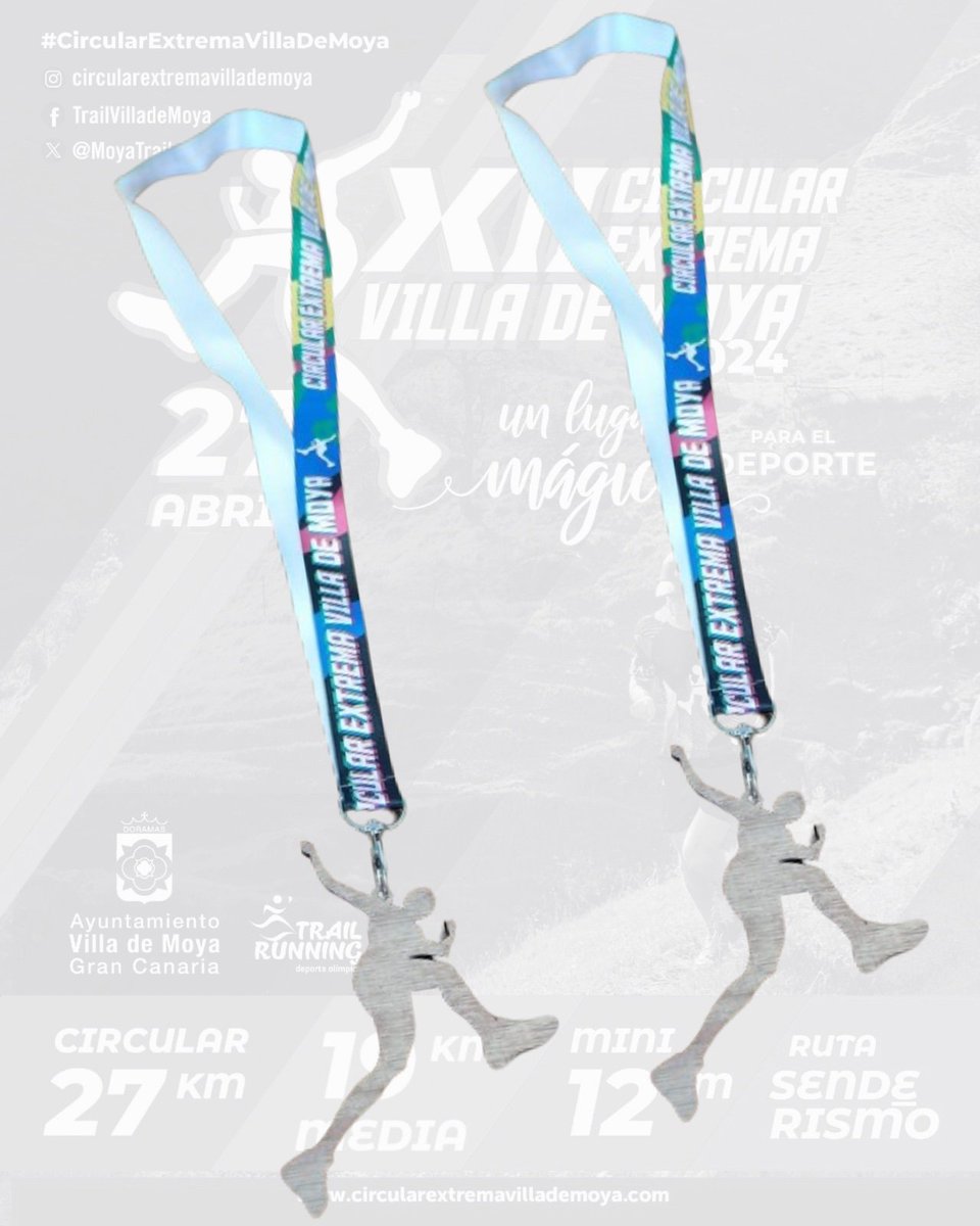 ‼️ Te presentamos la medalla finisher que recibirán los corredores/as que lleguen a meta en la modalidad #mini, #media y #circular.

#circularextremavillademoya