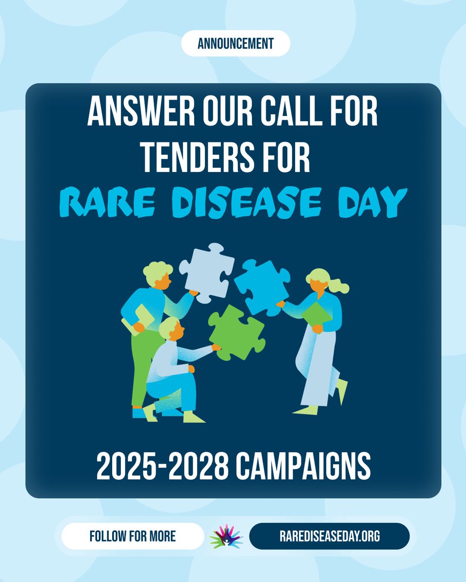 We are looking to partner with a creative agency to develop and produce our visual materials for the 2025-2028 #RareDiseaseDay campaigns.

The deadline for submitting tenders is Friday 3 May 2024.

👉 download2.rarediseaseday.org/2025/Rare-Dise…