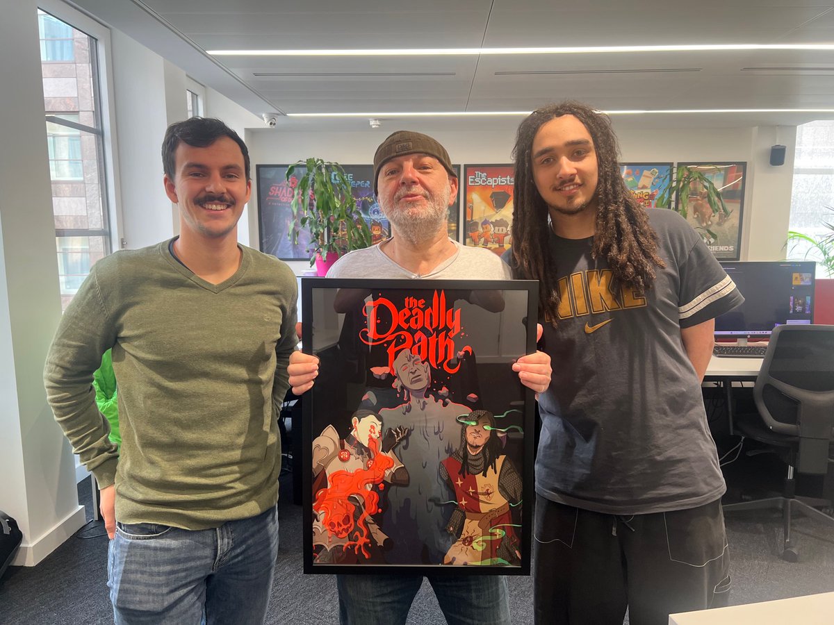 How cool is this - <a href="/TimSheinman/">Tim Sheinman</a> has reimagined the <a href="/DeadlyPathGame/">The Deadly Path 💀 OUT NOW</a> artwork and included our very own Sean, Graeme, and Joe as characters! 😍

Striking resemblance indeed. Thanks, Tim! 🎨