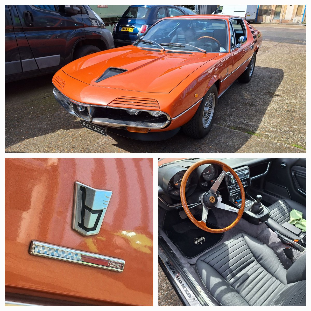 Today's object of interest (and desire?) at the neighbouring workshop. 1974 Alfa Romeo Montreal v8, Bertone styled. Mechanical injection. Was basically two 1.3L 4 cylinder engines put together.
