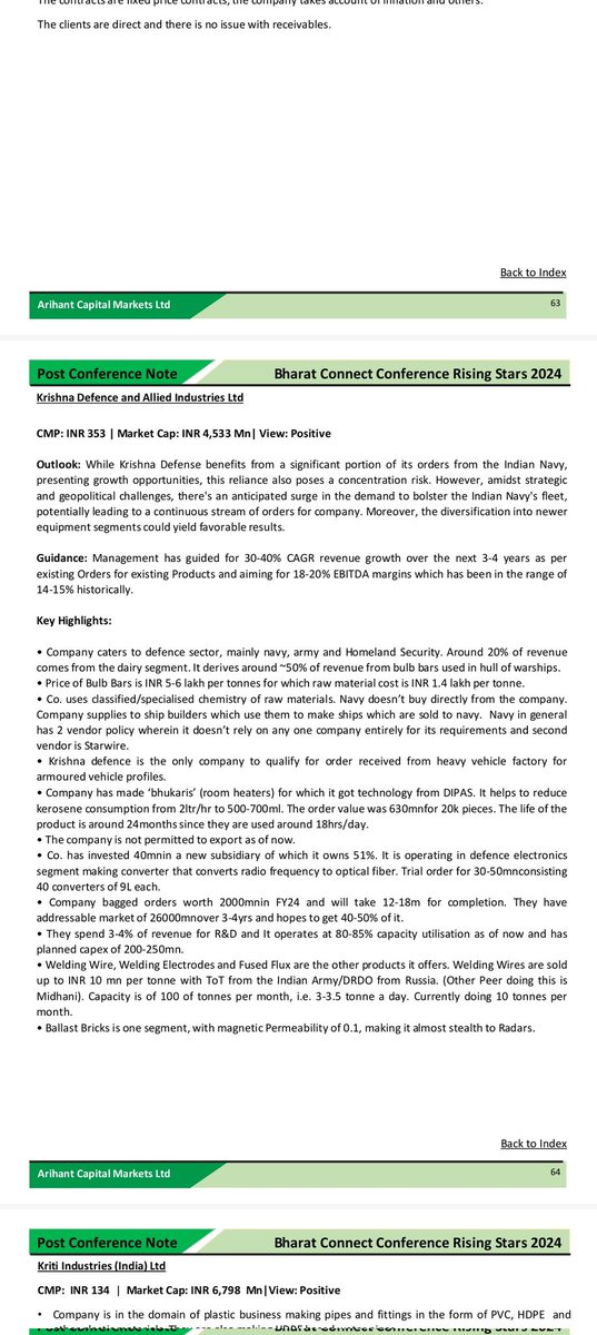 Krishna defence 
#krishnadefence
Guided for 30-40 percent revenue growth 
Fy 26 revenue  guidance 140 cr around
Operating margins expected -18-20 guided
So-25.2 operating profit
Less depreciation, interest -5cr

Pbt hence 20
Tax -25

So net profit -15
Fast growing defence…