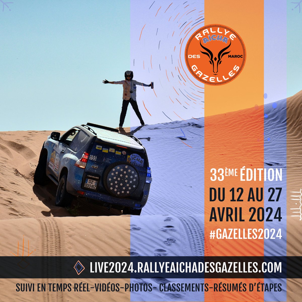 🎉 La 33ème édition est lancée ! Suivez nous du 12 au 27 avril sur nos réseaux sociaux et notre site live⤵️ live2024.rallyeaichadesgazelles.com #Gazelles2024 #rallyeaïchadesgazelles #gazelles #RAG24 #JoinTheGazelles #RestezConnectés @MaiengaEvents