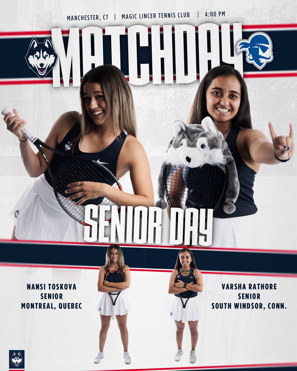 MATCHDAY - SENIOR DAY EDITION‼️ Come on out to honor the seniors🔥 🆚Seton Hall 🏟️Magic Lincer Tennis Club 📍Manchester, CT ⏰Senior Day Ceremony (2:40 PM), Match (4 PM) 📊 bit.ly/43TkX5n #GoDawgs