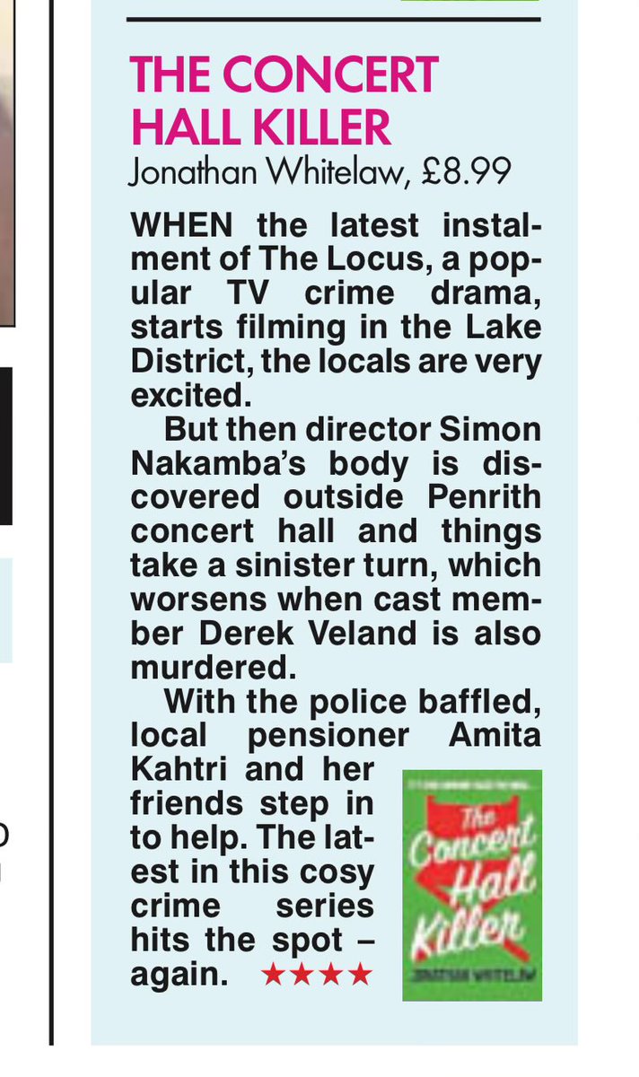 The first review is in for The Concert Hall Killer… And it’s a doozy!! Thank you very, very much @natashahwrites and @TheSun for the very, very kind words.