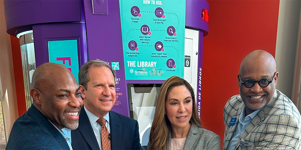 Sunrise Children's Hospital in Las Vegas has introduced a book vending machine offering books in both English and Spanish, courtesy of the Las Vegas-Clark County Library District. #SunriseChildrensHospital #bookvendingmachine #vendingmachine Read more: bit.ly/49xPt5V