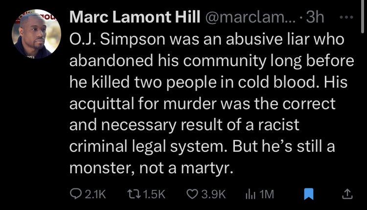 It’s good that a murderer didn’t go to jail because laws are racist.