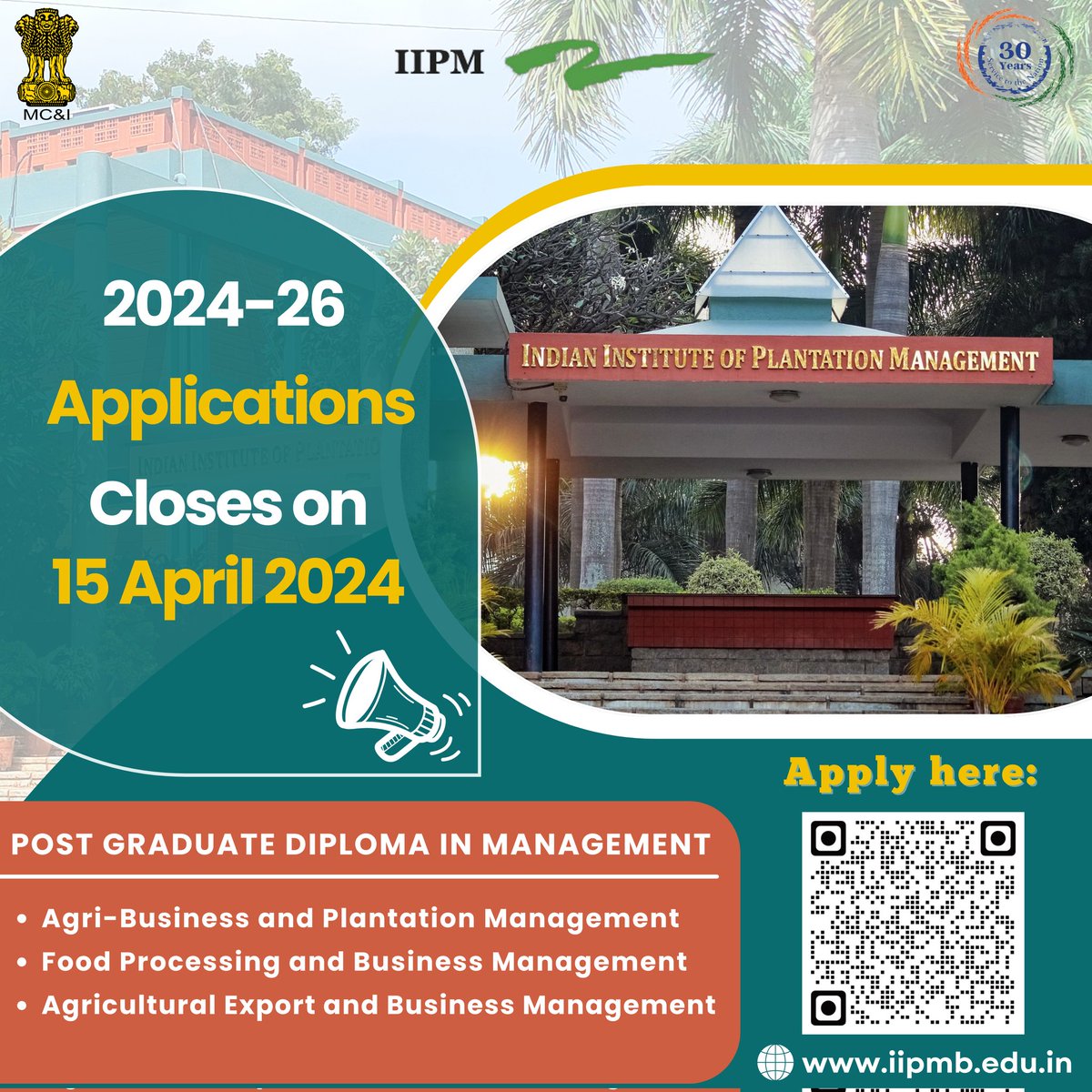Hurry up! Only 3 days left to apply for the PGDM programs at IIPMB.

IIPMB seamlessly integrates academic excellence with practical knowledge to lift up your career journey.

Don't wait, take this chance now before it's gone!

#IIPMB1993 #iipmb #admissions #mbaapplications