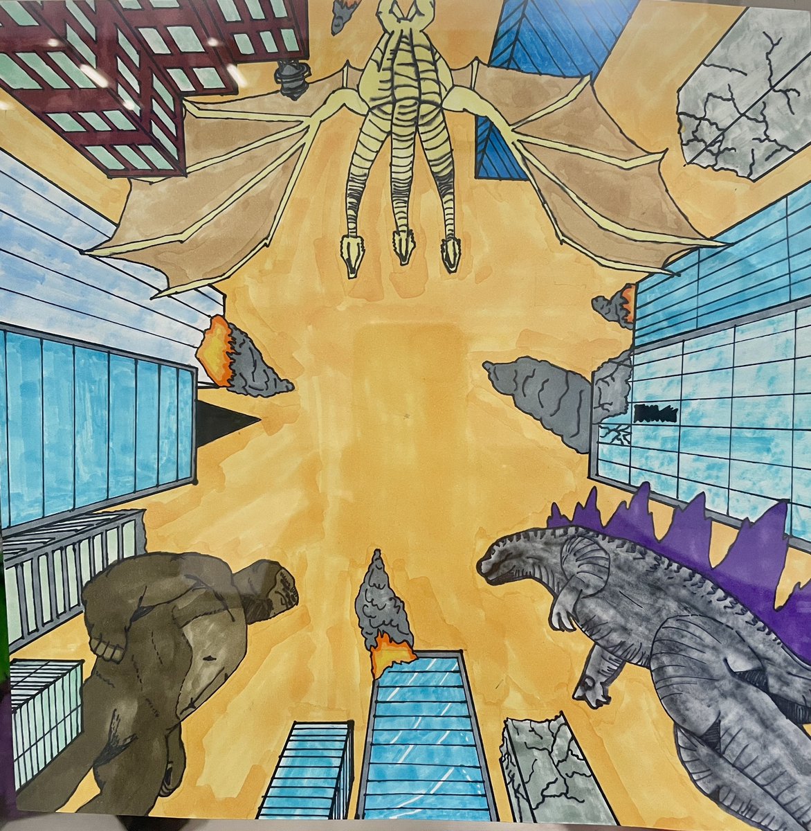 Art 1 Dramatic Perspective Cities. The alcohol markers made a huge difference. @HaysFineArts @JhsJags @JasonAdamTX @PattyMorenoFA1