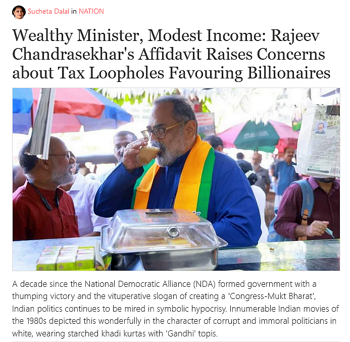 The Week That Was... -> Wealthy Minister, Modest Income: #RajeevChandrasekhar's Affidavit Raises Concerns about #Tax Loopholes Favouring #Billionaires -> Why the Government Cannot Create Jobs Easily, despite #PMModi's Promises -> #Nifty, #Sensex May Remain Weak For a Few Days…
