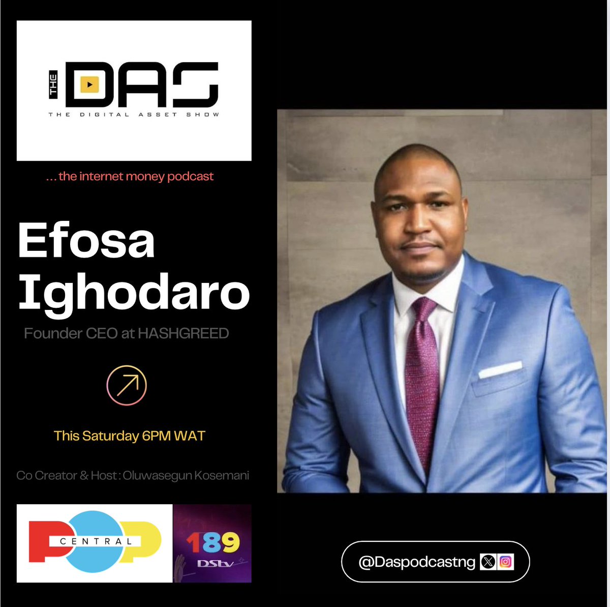 Our CEO, Efosa Ighodaro will be live on DSTV 189, Popcentral station on the Digital Asset Show tomorrow 6pm, discussing Hashgreed, SEC and Real World Assets tokenization #RWA #DigitalAssets #Cryptocurency #africa #BlockchainInnovation #Nigeria #Lagos