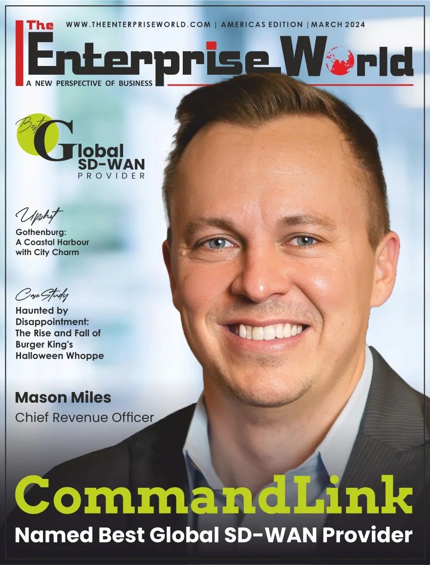 We are elated to feature such a proactive leader Mason Miles (Chief Revenue Officer) of Commandlink, Companies on the cover of our latest magazine issue 'Best Global SD-WAN Provider”. Read More: (theenterpriseworld.com/commandlink-na…) #BusinessOwner #Entrepreneur #marketing #StartUps