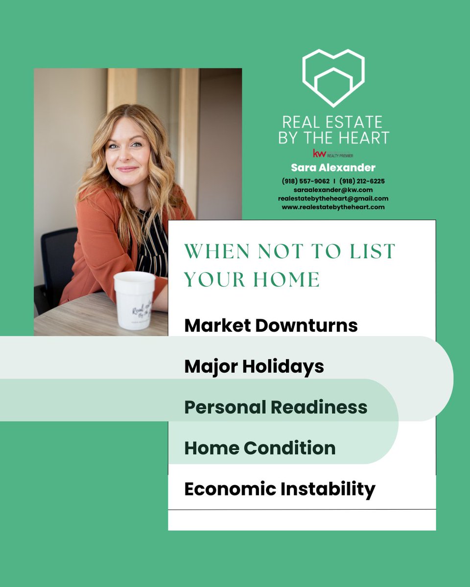 REbytheHeart's tweet image. 🏡 When NOT to List Your Home 🚫

5 Tips:

Avoid market downturns.
Wait for major holidays to pass.
Be emotionally and financially ready.
Fix significant repairs first.
List in stable economic times.
Timing is key! 🏠✨

#homesellingtips #homelistingtips #realestatebytheheart