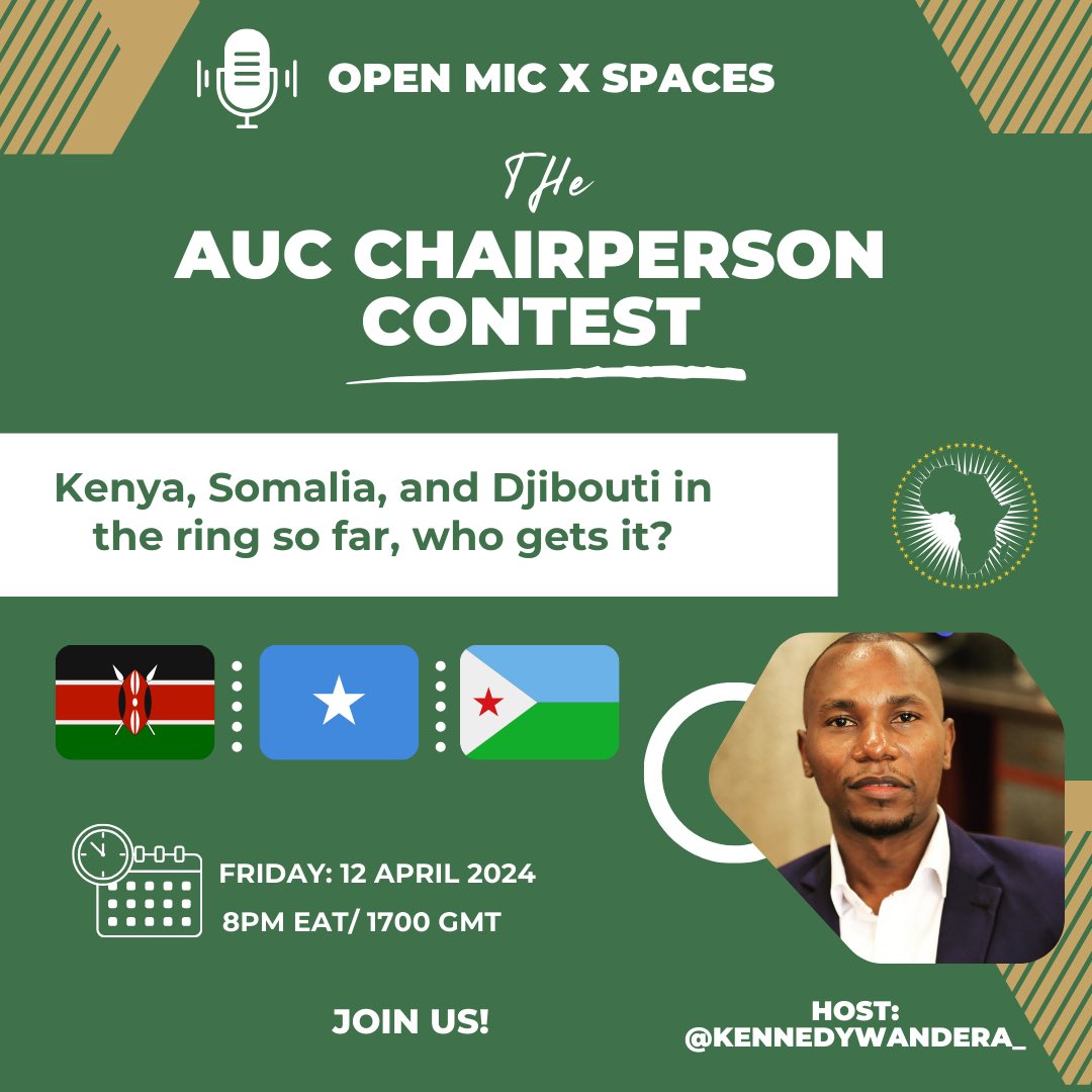 The election for the AUC Chairperson is heating up! Raila Odinga, Kenya's🇰🇪former PM, Fawzia Adam, Somalia's🇸🇴 former Foreign Affairs Minister, and Djibouti's🇩🇯 Foreign Minister Mahmoud A. Youssouf are competing for the position designated for Eastern Africa. Tonight: @XSpaces.