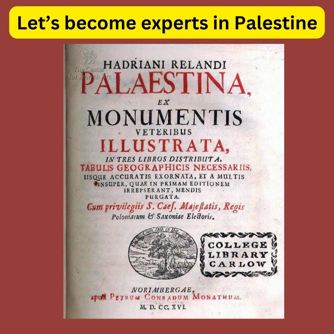 Pro-Israelis, pro-Palestinians, let's become experts in real history of Palestine. Otherwise one might think that you don't know what you're talking about. This book is written in Latin. In 1695. Rilandy was describing what was then called Palestine. The author Adriani Rilandi…