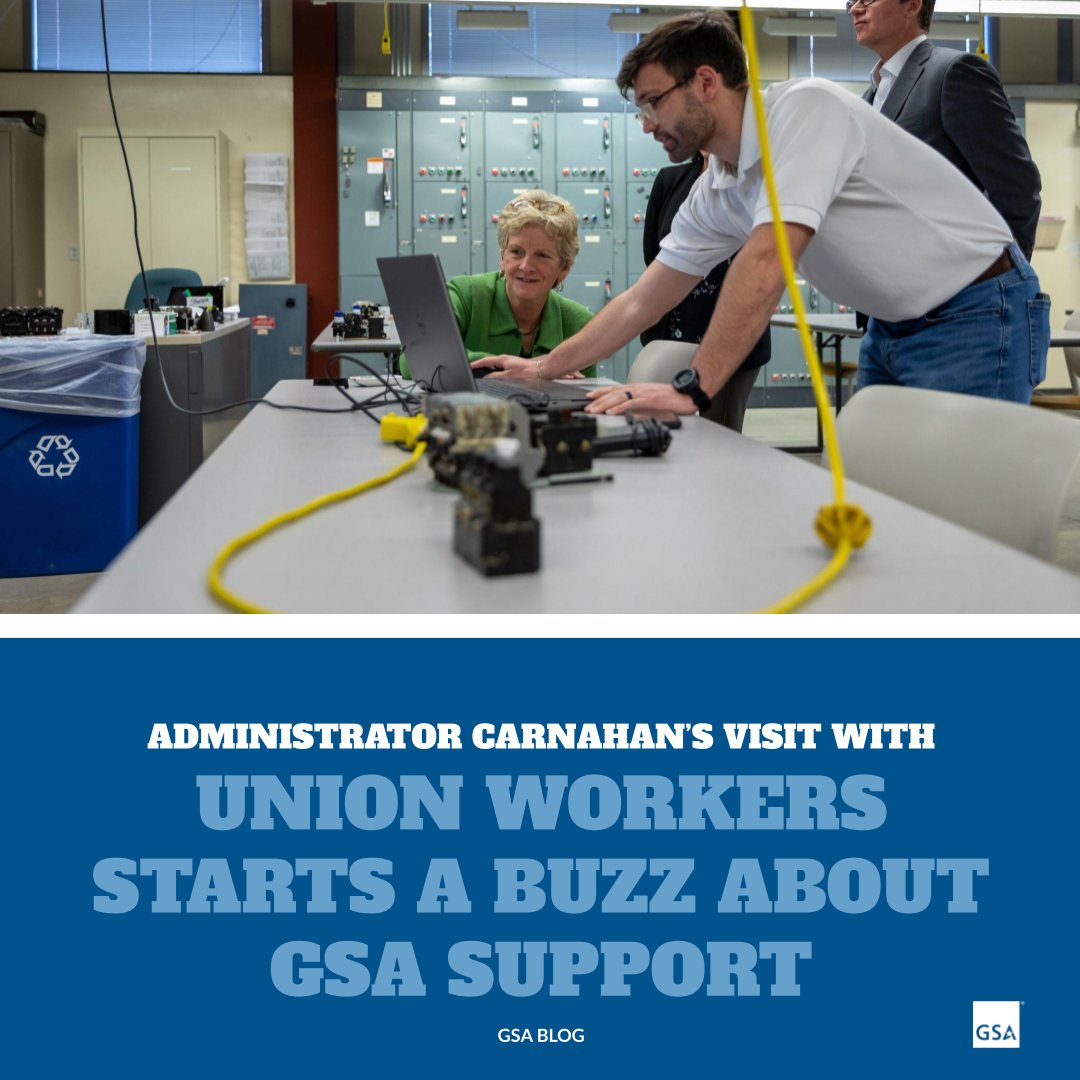 @USGSA is championing #unionJobs & sustainable materials, with the #BipartisanInfrastructureLaw & #InflationReductionAct. Administrator Carnahan visited 2 union training centers gearing up to build a more sustainable future #Infrastructure #Innovation 🦺 ow.ly/Ymew50ReVyq