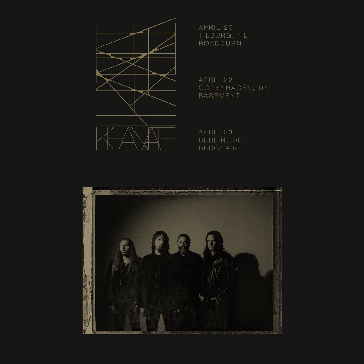 Following Khanate's main stage performance at @roadburnfest we play two headline shows. 4/22 in Copenhagen at Basement - less than 10 tix remain. 4/23 in Berlin at Berghain - ltd tix remain. There are no other performances currently planned, get tickets before they’re gone.