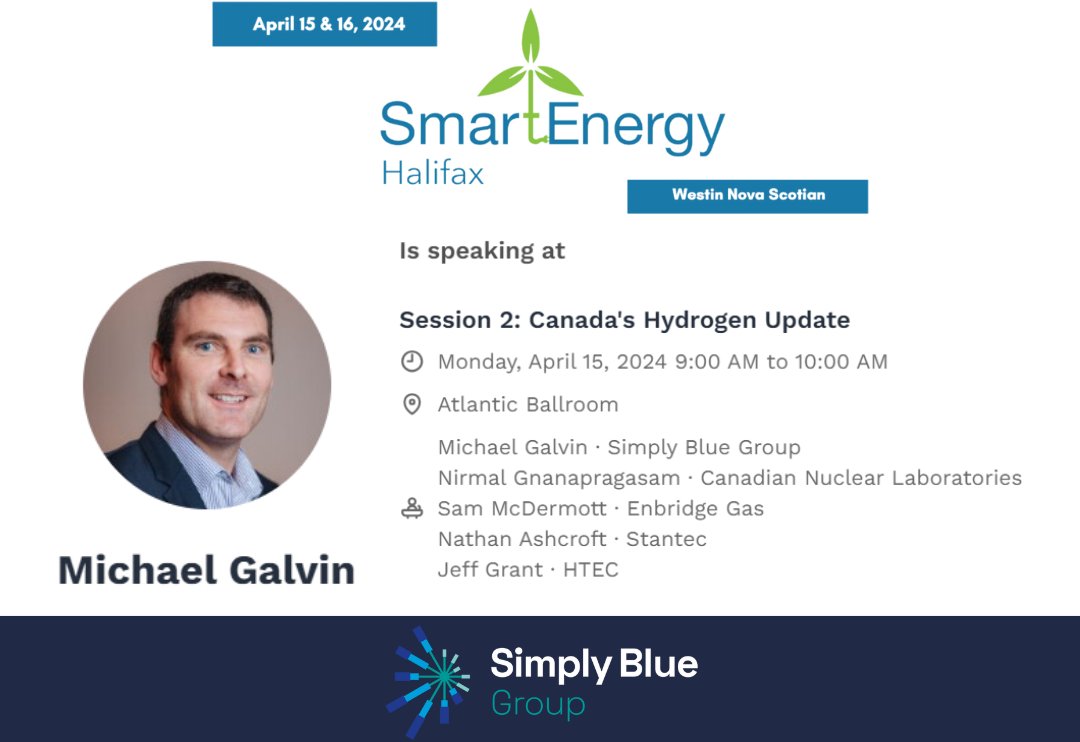 We're excited to participate and share insights at the sold out #SmartEnergyHalifax2024, Monday. Join our Director of Hydrogen & Sustainable Fuels, Michael Galvin for Session #2 on Canada's Hydrogen Update.💡 #RenewableEnergy #SmartCommunities #SustainableFuels #NetZero