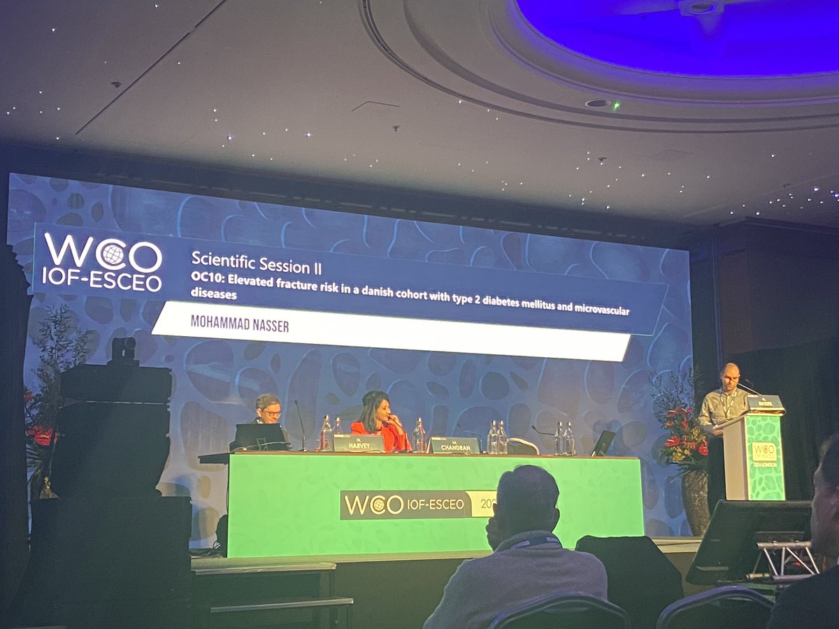 Diabetes associated neuropathy, rather than retinopathy or CKD, responsible for increased fracture risk - data presented by @MohammadNasser @iofbonehealth conference today. Fascinating data. Great to have @MohammadNasser join our group @Brms_Research