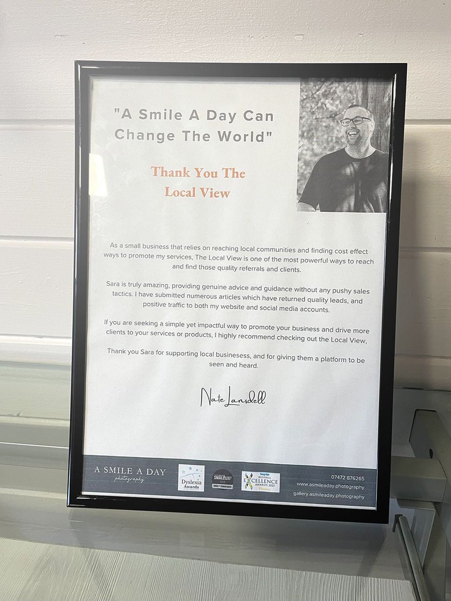 TheLocalView1's tweet image. We recently received this fantastic testimonial from Nate Lansdell owner of A Smile a Day Photography through @BNISynergy. 
You are superb at business storytelling, thank you for supporting our clients too, we love watching your business grow!

#LocalDirectory #LocalCommunity