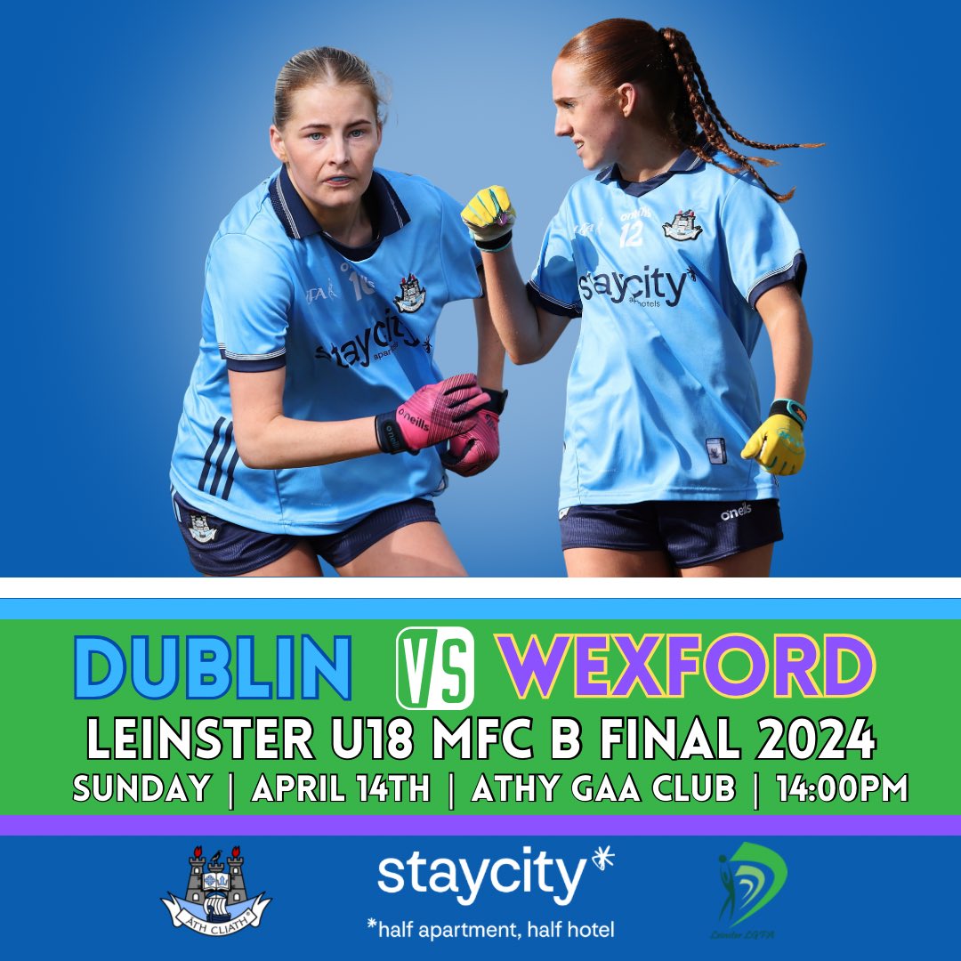 This Sundays @LeinsterLGFA MFC B Final between Dublin and Wexford will take place in Athy GAA club Co. Kildare. We want to wish Aoibh Doyle of St Peters the very best of luck from all at Ballyboughal GFC!! Throw in time 14:00pm Tickets on sale from universe.com