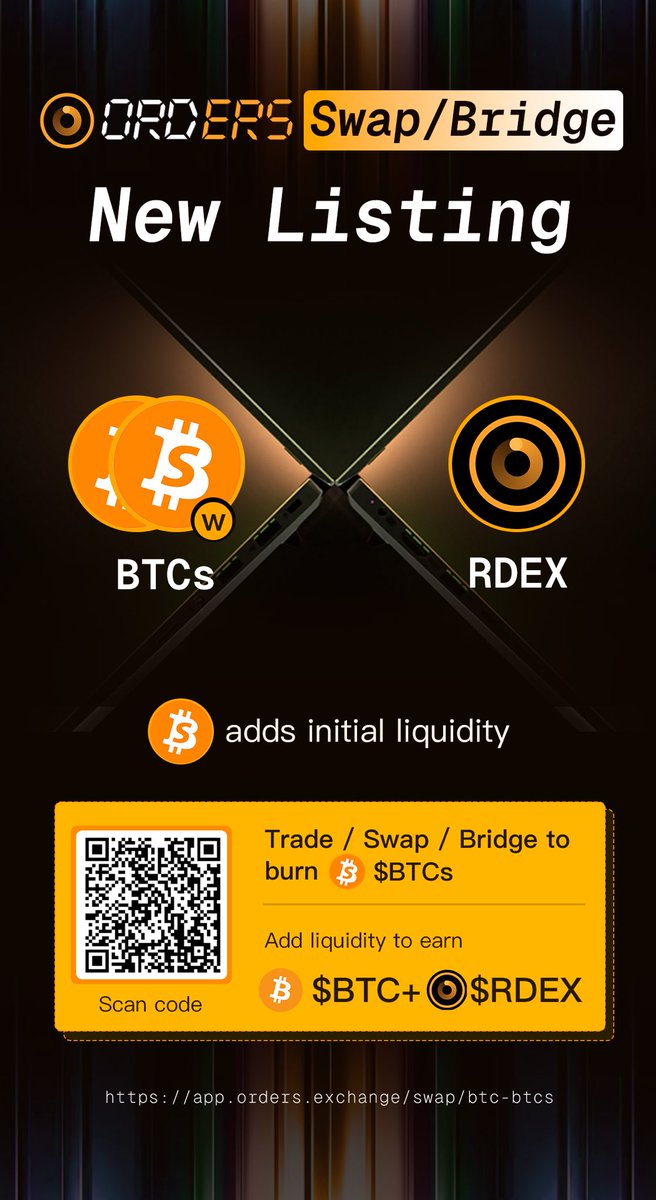Thrilled to collaborate once again with @BTCs_zh! 🎉 Join us at Orders.Exchange to add liquidity and trade, earning abundant $BTC and $RDEX, while propelling $BTCs towards infinite deflation. Together, let's usher in the era of full deflation on #BRC20! #Defi #Bitcoin