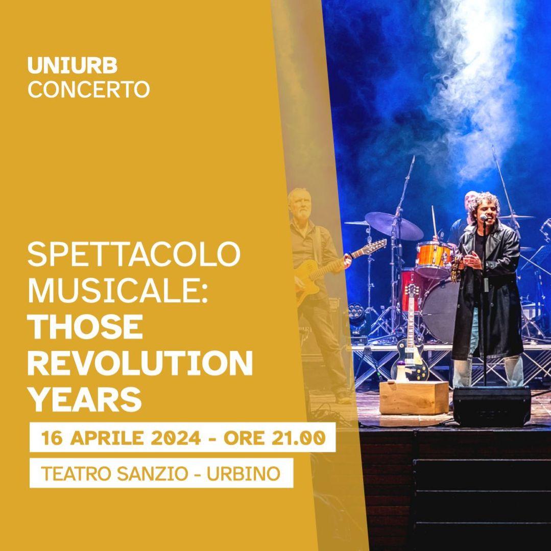 🎶 UNIURB TORNA A TEATRO 🎸 L'Università di Urbino torna a #Teatro con il #Concerto 'Those Revolution Years': 14 brani per raccontare la scena musicale inglese e italiana degli anni '70. 🗓 16 Aprile - Ore 21.00 📣 Ultimi posti (gratuiti) disponibili 🎟️ uniurb.it/uniurb-torna-a…