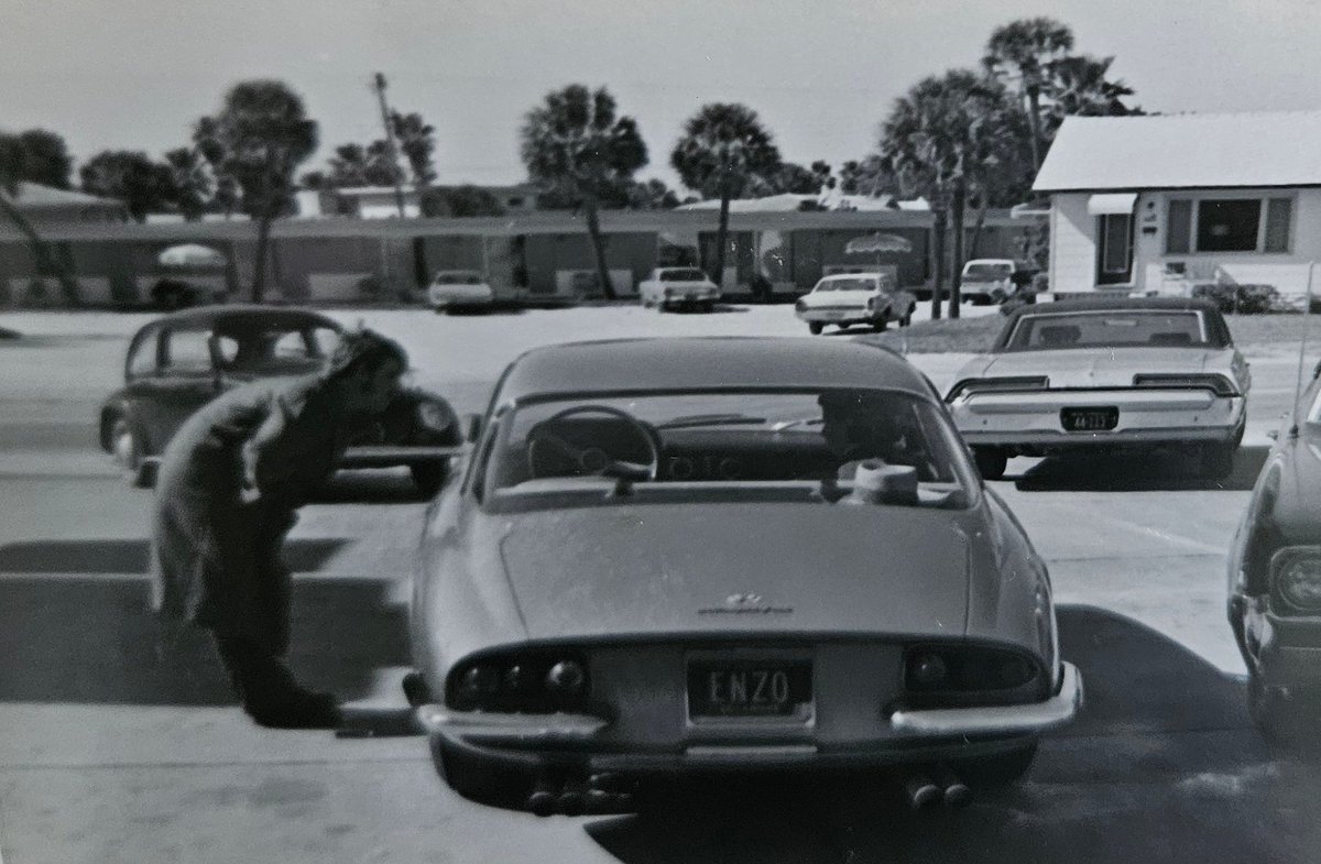 Well, It's a 'Ferrari's In The Wild Friday'....we used to cruise the Hotel parking lots and the infield looking for Ferraris. That's me talking to the guy's wife in the 500 Superfast! From 'when they were new'.