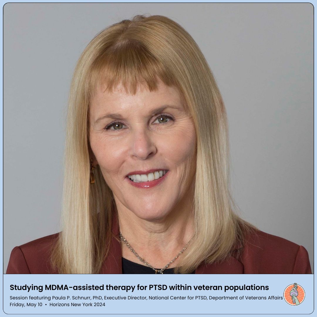 Paula Schnurr, PhD, Executive Director, National Center for PTSD, Department of Veterans Affairs, will be presenting “Studying MDMA-assisted therapy for PTSD within veteran populations” on Friday, May 10th, at Horizons New York 2024. Learn more: buff.ly/3Egr4DU