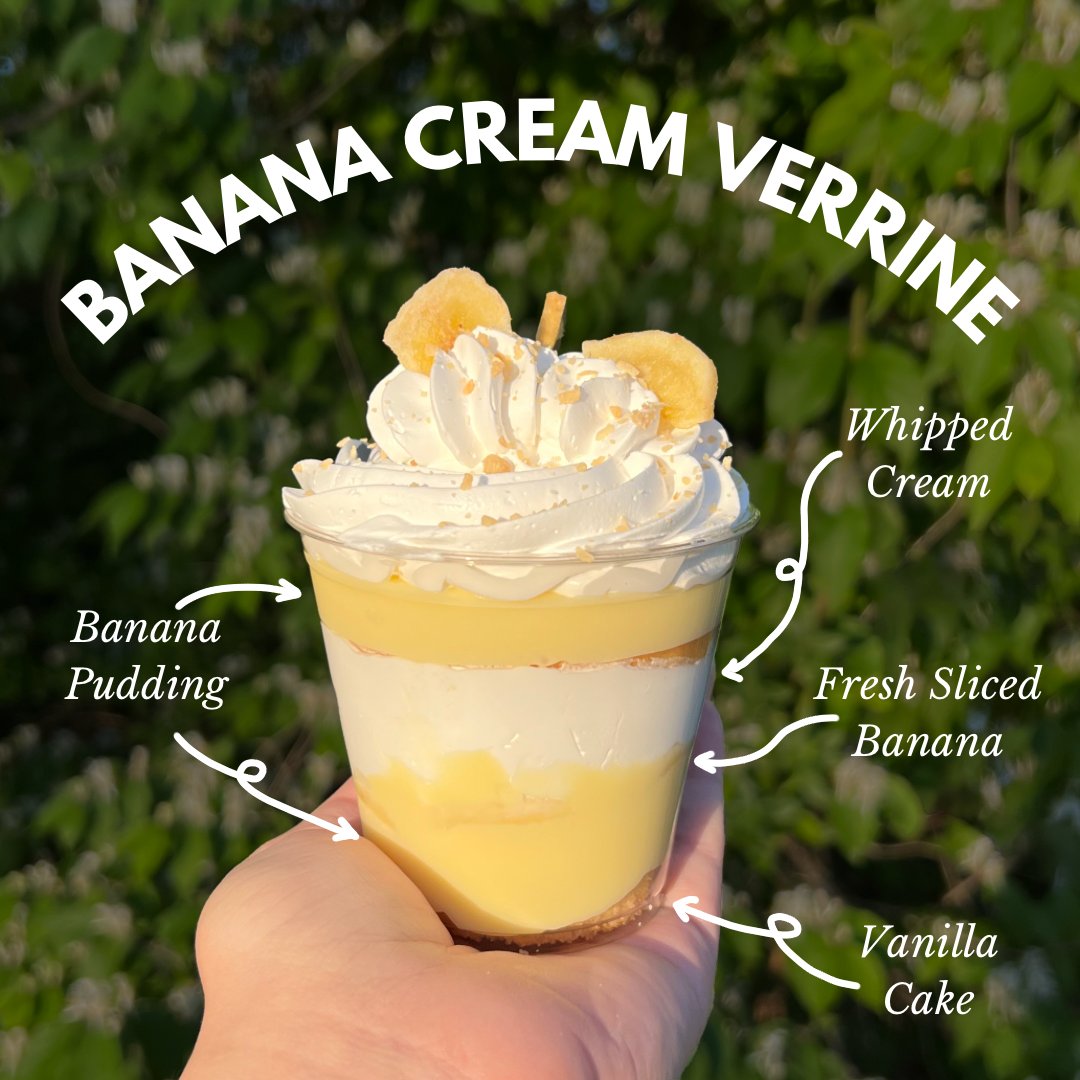 🍌 Calling all banana lovers! 🍌 Meet our newest obsession: Banana Cream Verrines! Indulge in layers of banana pudding, fresh banana slices, whipped cream, and vanilla cake. It's a banana lover's dream come true! Grab yours now and treat your taste buds to pure bliss. 😋