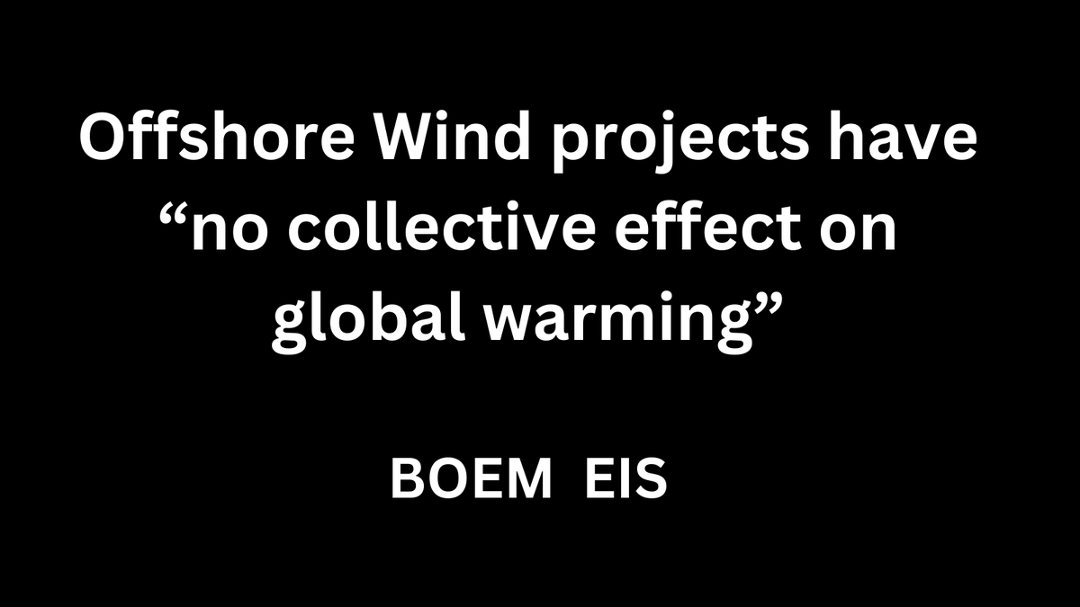 Should we suffer the pain of #OffshoreWind to fix global warming? Industrializing our ocean. Extinction of endangered marine mammals & birds. Loss of income to local businesses. Increased electric costs. BOEM, the Fed agency in charge of OSW says it won't even have an  impact