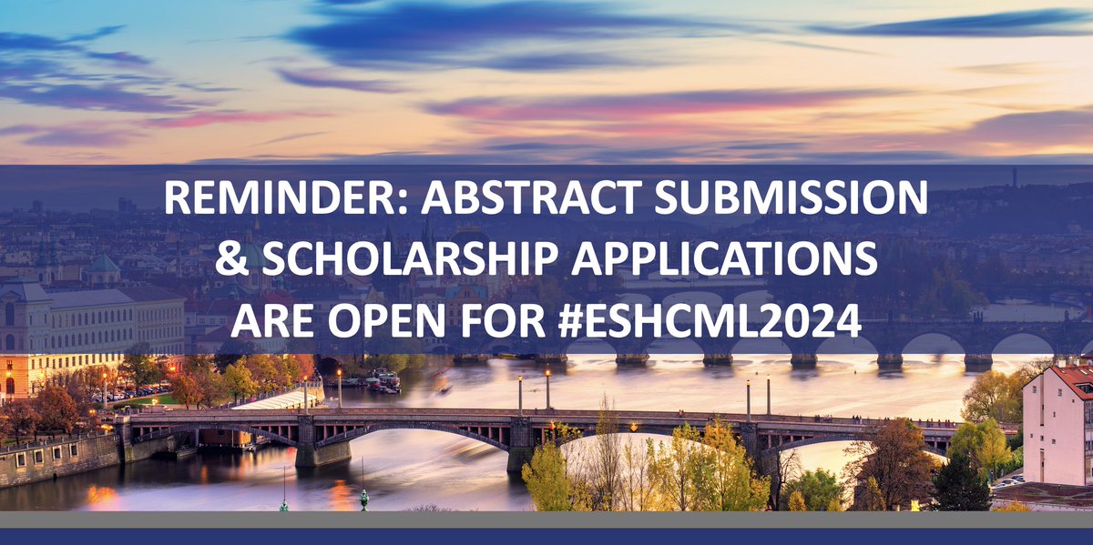 📣 #ESHCML2024
Submit your abstract ➡ bit.ly/3QXtyyU
Apply for @LeukUK International Scholarship Funds ➡ bit.ly/3P2dpqO
DEADLINE ON MAY 8th!
26th Annual John Goldman Conference on #CML
🗓️ September 27-29, 2024 - Prague 🇨🇿
#ESHSCHOLARSHIPFUND #ESHCONFERENCES