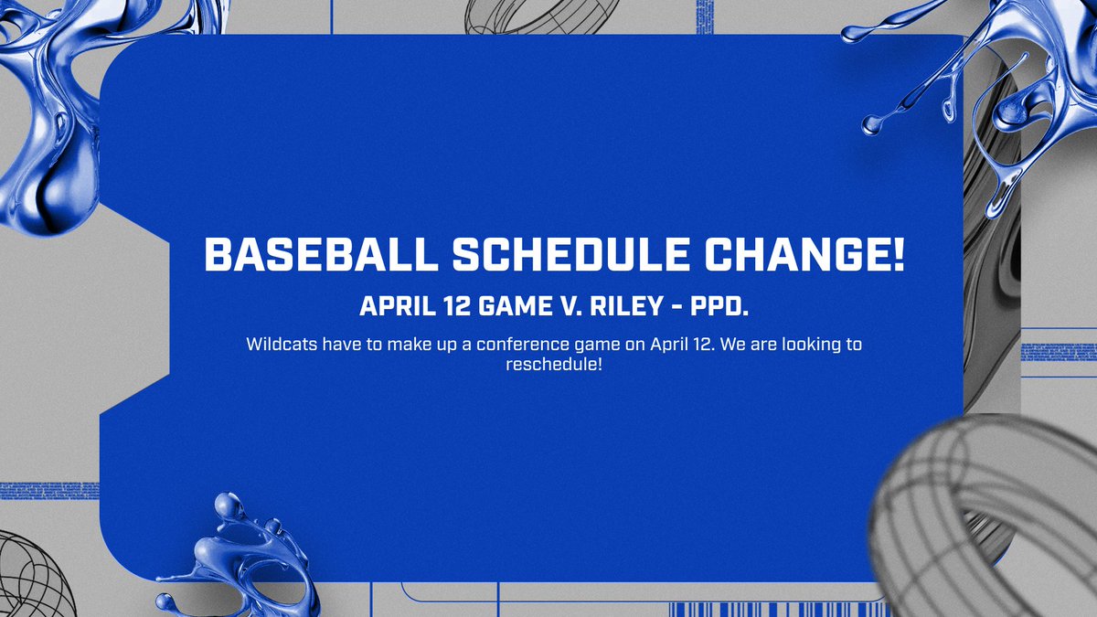 April 12 baseball game between LaVille and SB Riley has been postponed. The Wildcats have to make up a conference game. We will look to reschedule. @IHSAA1 @46Sports