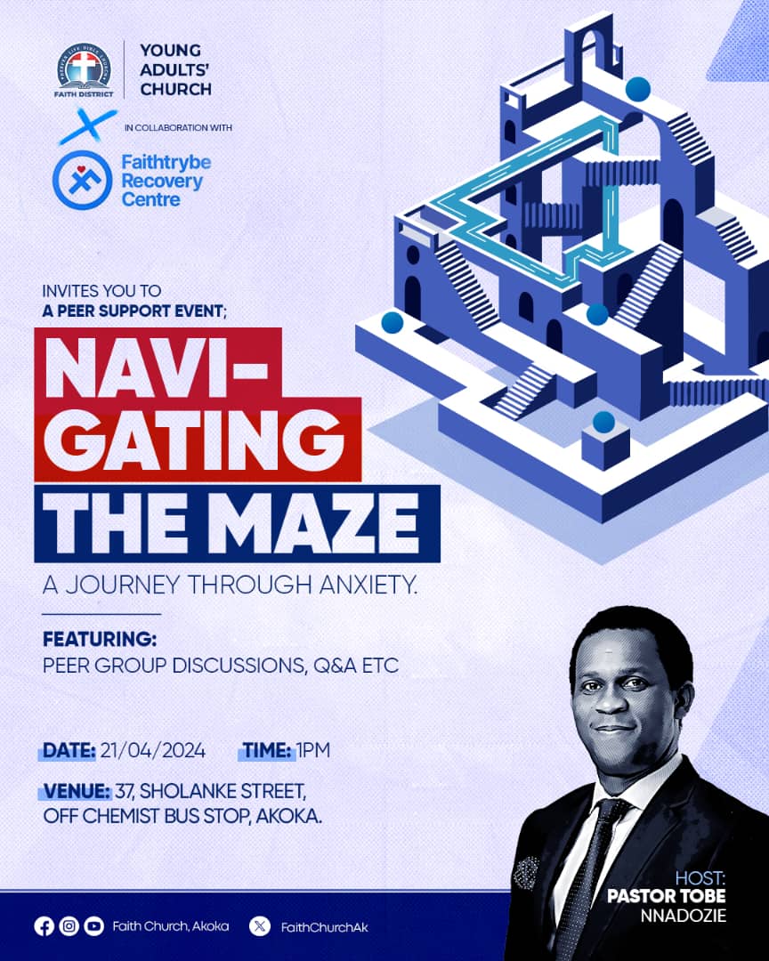 Anxiety is a normal response to the daily stress of life. However, what happens when anxiety affects our mental health? Join Faiththrybe Recovery Centre, during the peer support event, to learn faith-based principles and practical steps for addressing anxiety. #mentalhealth
