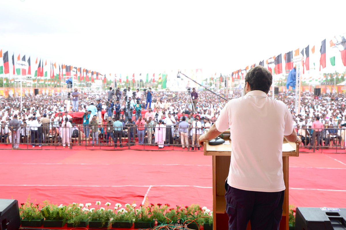 Tirunelveli, Tamil Nadu में राहुल गांधी की जनसभा।