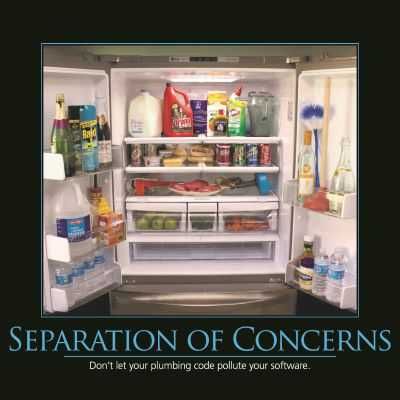 nimblepros's tweet image. Do you really store your cleaning tools with your foods in the refrigerator? Of course not! Everything has its place, and this article on Separation of Concerns talks about how you might separate your code to be better managed: bit.ly/47LH6mG

#SoftwarePrinciples #DevIQ