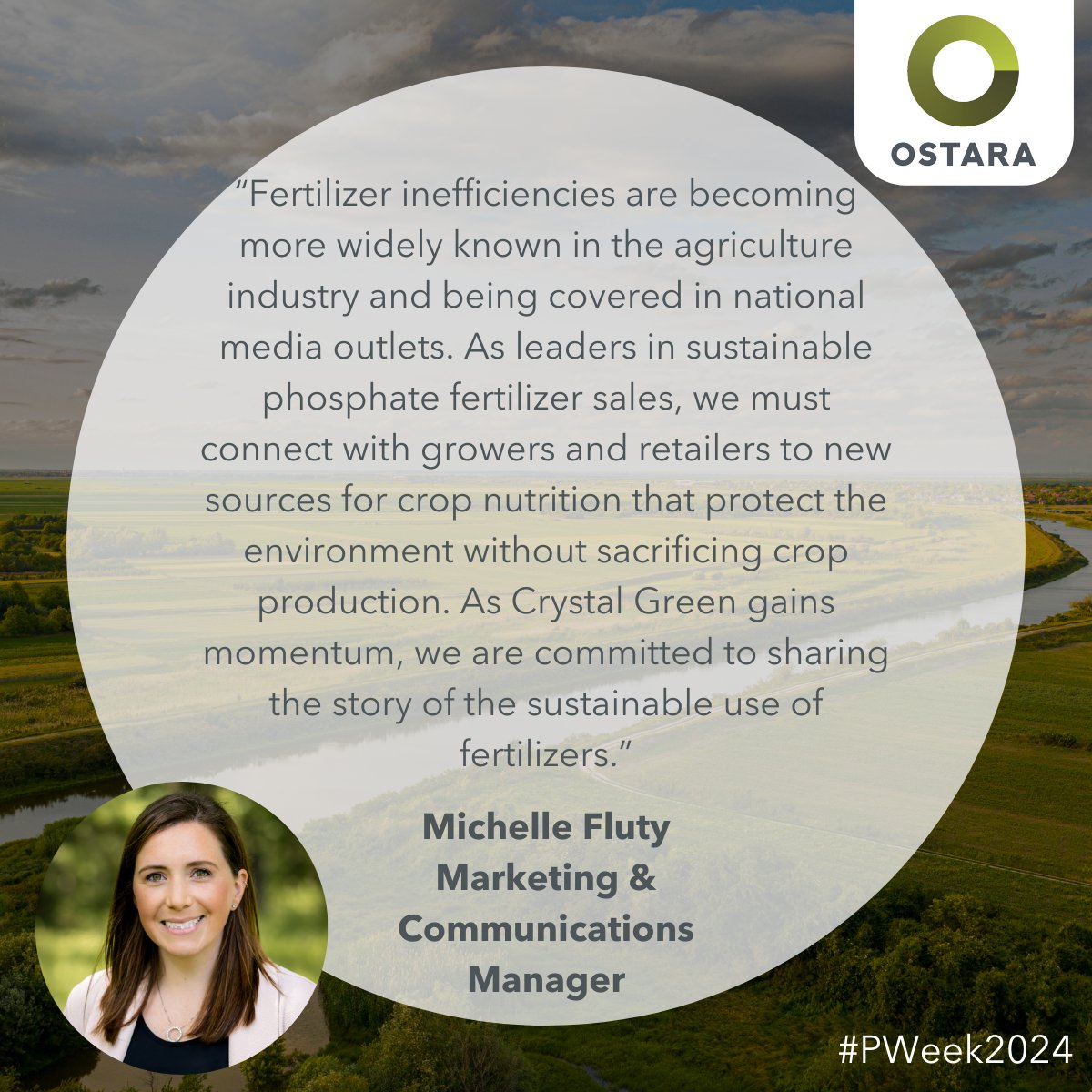 OstaraTech's tweet photo. Michelle Fluty, Marketing and Communications Manager for Ostara knows the importance of sharing the story of implementing sustainable practices in agriculture. #PWeek2024 https://t.co/WFqeIL2kfG