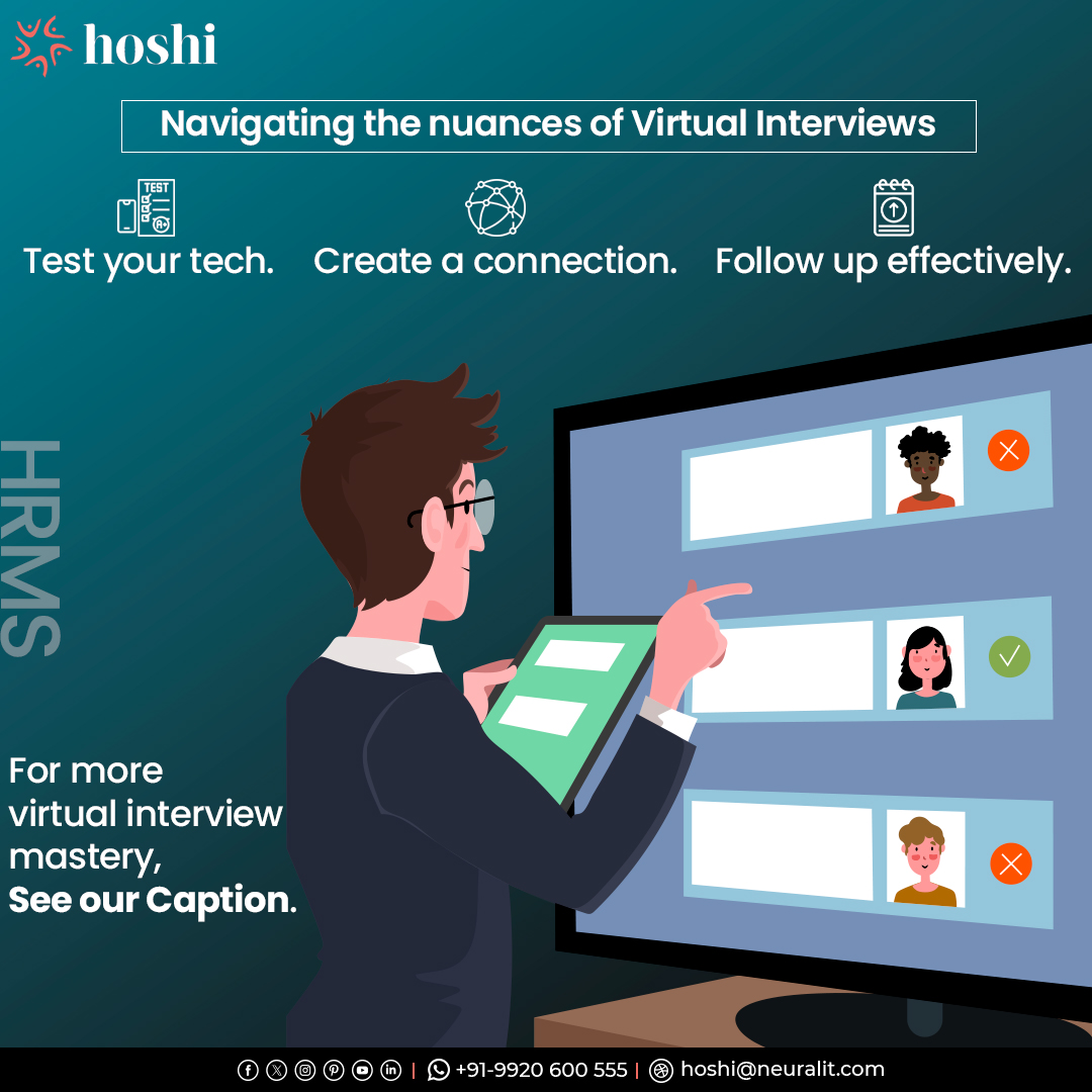 Virtual interviews are the new norm. How do you create meaningful connections online? 🖥️

hoshihrms.com

#HoshiHRMS #EmployeeBenefits #HRMS #HumanResources #HRSoftware #CloudHR #BusinessSolutions #EmployeeEngagement  #VirtualHiring