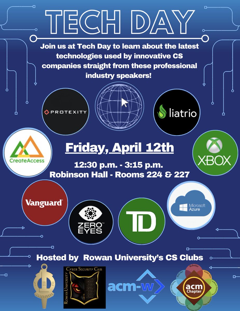 We are happy to be participating in @RowanUniversity's Tech Day! We will be helping students understand the different aspects of the cybersecurity industry, associated technology, and how to professionally flourish in a cybersecurity career #cybersecurity #infosec #techcareers