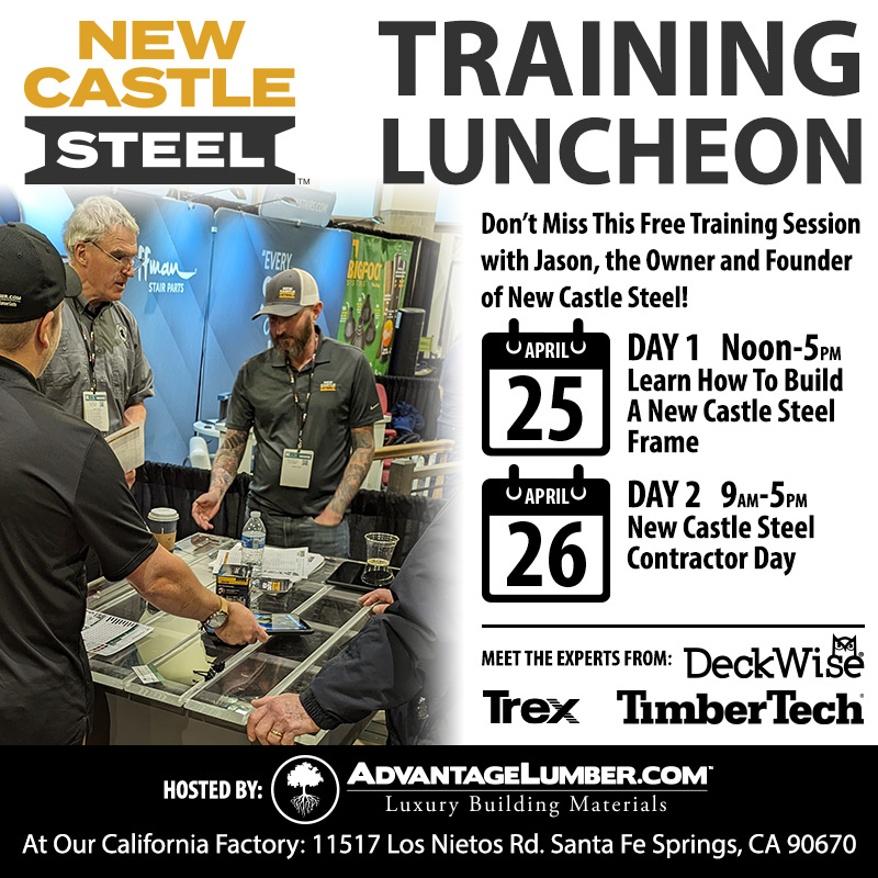 Join us April 25–26 at our CA factory for our #NewCastleSteel Training Luncheon, where you can learn all about working with the latest in alternative #DeckFraming! RSVP at the link below:
l8r.it/yr14
#steeldeckframing #alternativedeckframing #steelframing