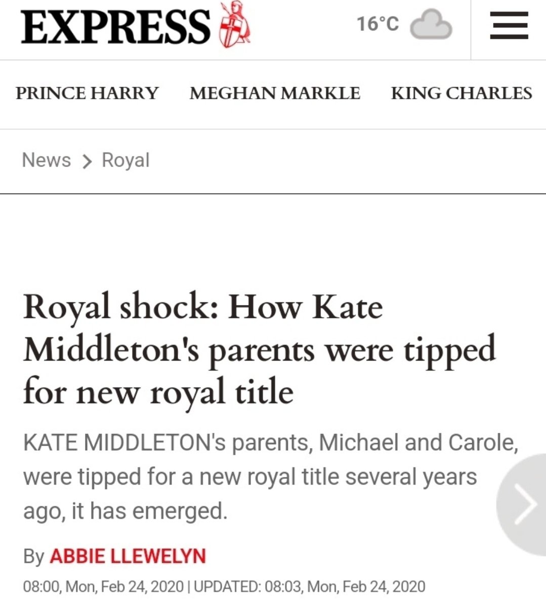 Wow this family takes the piss, honestly...

Carole Middleton is cut from the sane cloth as that scheming Cowmilla...she will stop at nothing.

Maybe she will co-queen with her daughter! 🤣