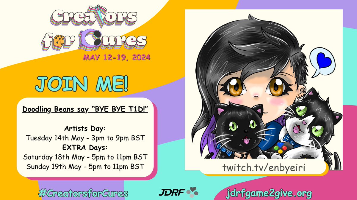 SPEAKING of #CreatorsforCures for @JDRFGame2Give, we have been busy getting things ready for the big couple days! I am excited to do this event again... so please, pray my art tablet holds out! 3 days, totalling 18hrs... drawing POKEMON BEANS as well as group dono bean art too!