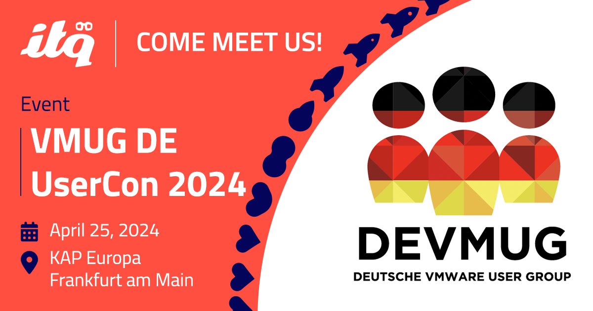 ITQ's tweet image. On April 25, the #DEVMUG will take place in Frankfurt and our preparations are in full swing!

We're proud to say that we're also a Tier 1 Sponsor of this event, and we would love to welcome you at our booth.

Make sure to secure your personal ticket! → my.vmug.com/s/community-ev…