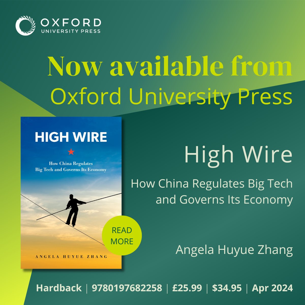 In this new book, @AngelaZhangHK provides an in-depth analysis of the 3 key areas of platform regulation in China, including antitrust, data, and labor enforcement, and offers a prediction of China’s future tech governance, with a special focus on AI: ➡️ oxford.ly/4cSbj6V