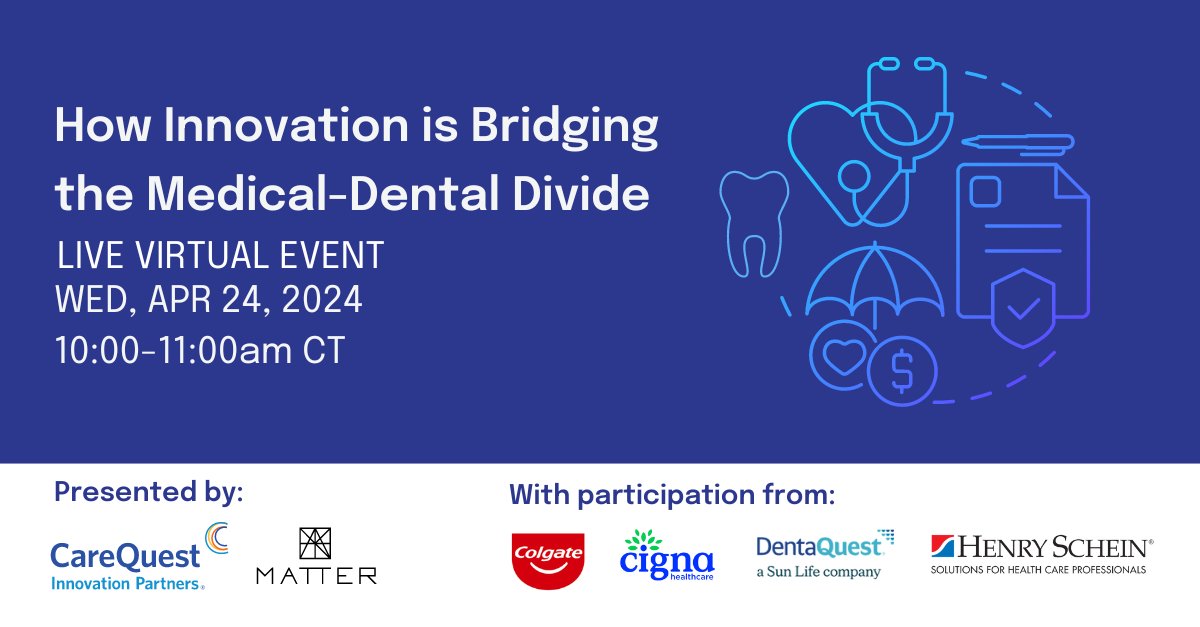 Join us in partnership with @CareQuestInno on April 24 to hear industry leaders discuss connecting chronic care with oral health and how to reduce disparities through oral health. For more information and to register, visit: bit.ly/3TYDCIe