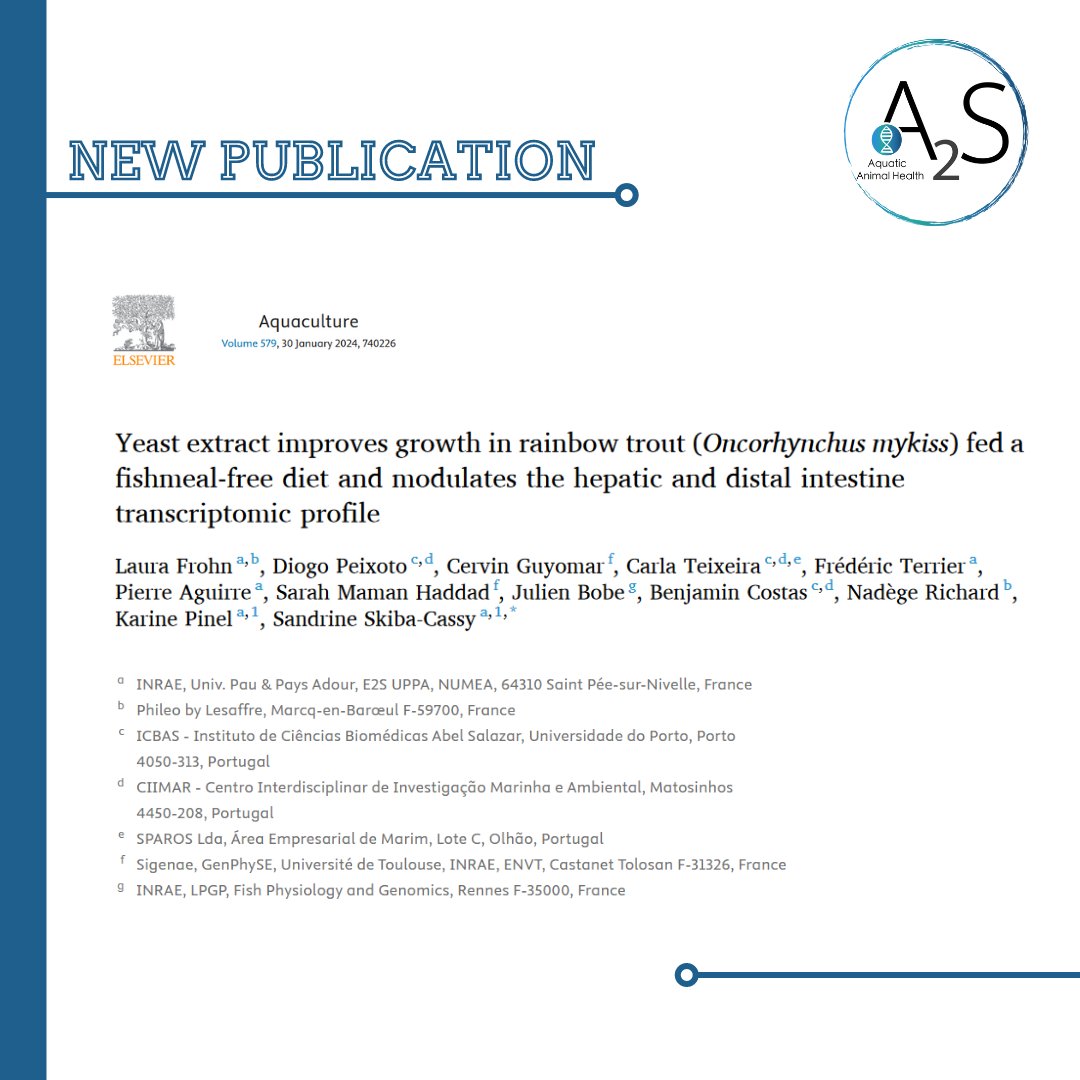 ✨The A2S team started off the year on a high note!
👀Did you have the chance to read our first publication of the year yet?
sciencedirect.com/science/articl…

#AnimalHealth #FishNutrition #Aquaculture #FishHealth #SustainableAquaculture #Transcriptomics #DietarySupplementation