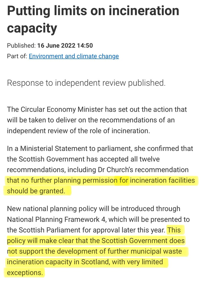 The irony of @LesleyRiddoch’s latest piece of hapless propaganda: there is nothing to stop a similar plant being constructed in Scotland. Nothing, that is, except the Scottish Government, which has effectively banned new waste-to-energy incinerators. gov.scot/news/putting-l…